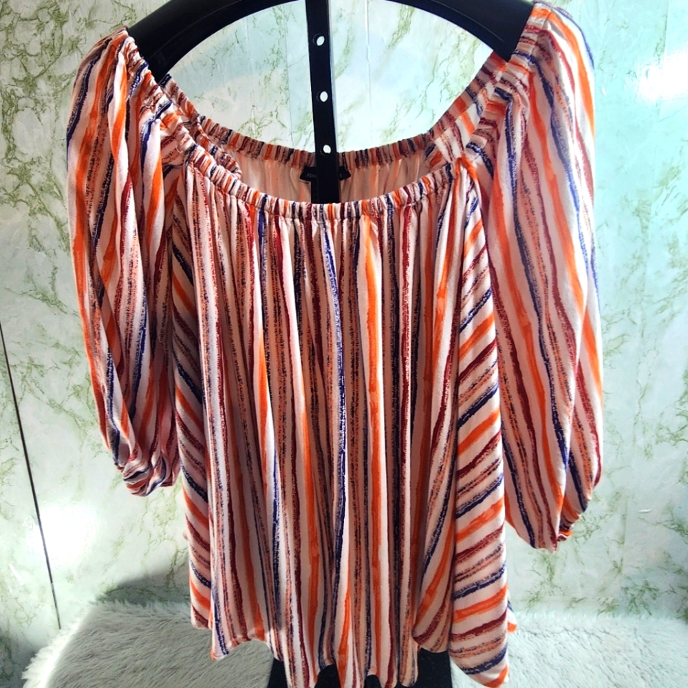 ASHLEY STEWART Off-the-Shoulder Striped Top